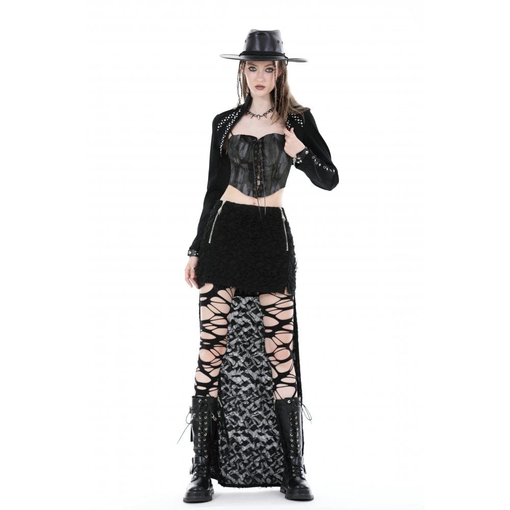 Darkinlove Women's Punk Stand Collar Studded Cape