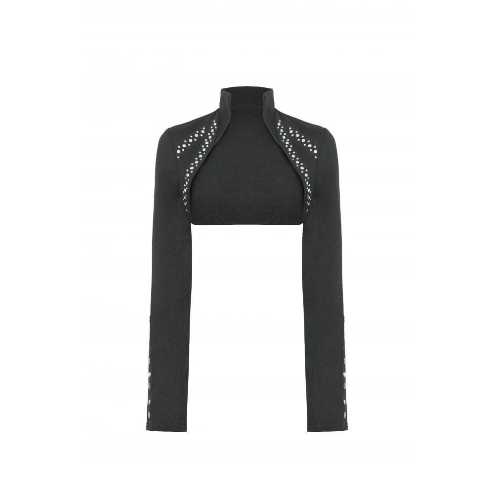 Darkinlove Women's Punk Stand Collar Studded Cape