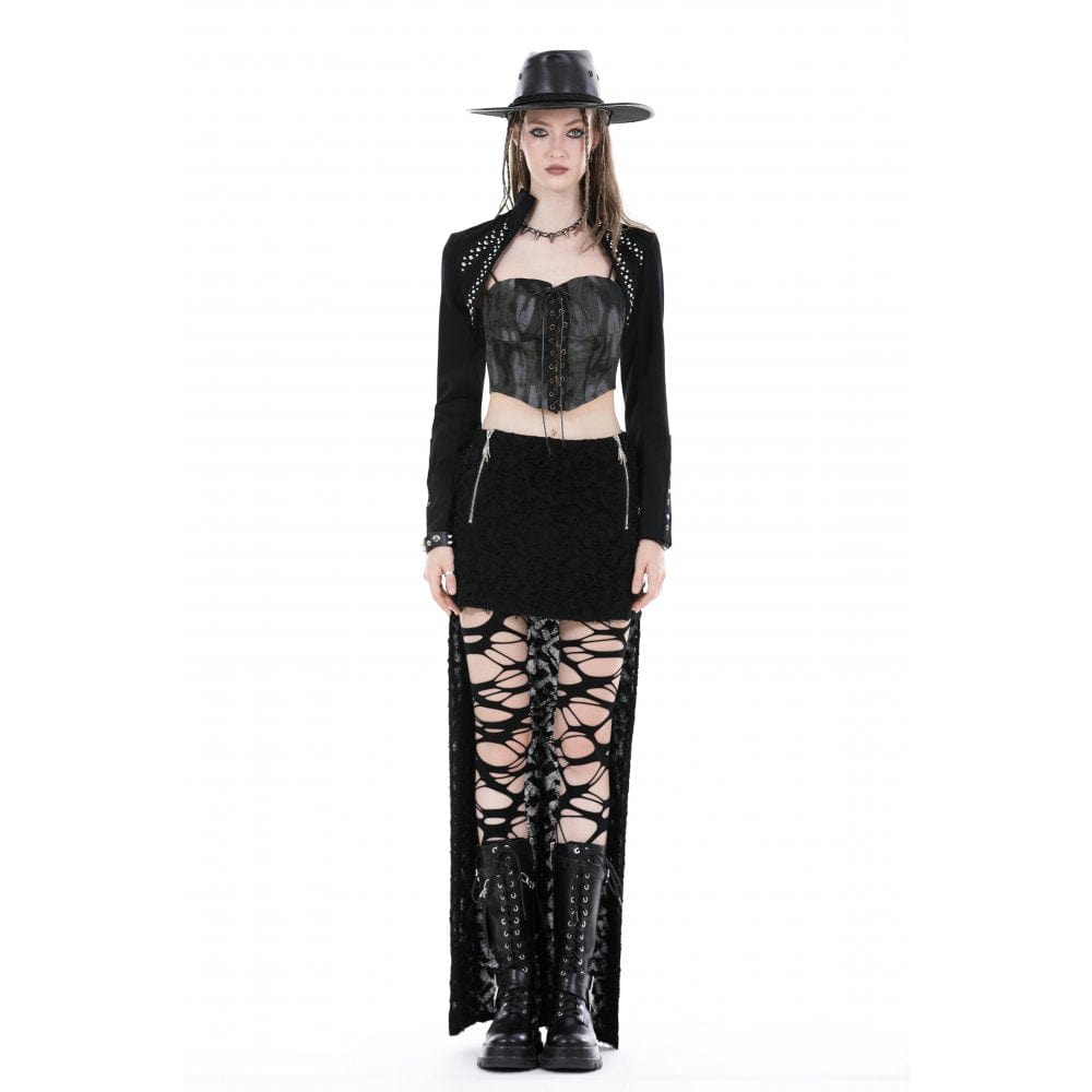 Darkinlove Women's Punk Stand Collar Studded Cape