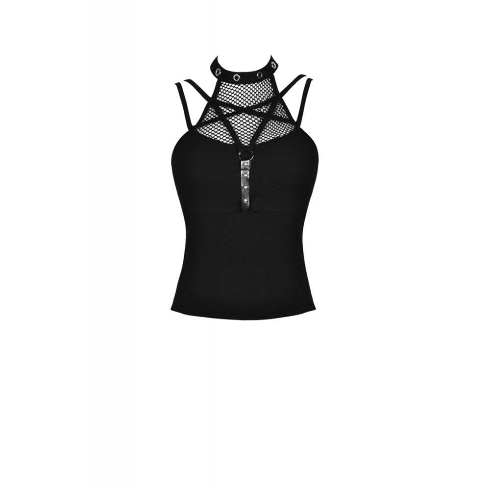 Darkinlove Women's Punk Star Net Splicing Tank Tops