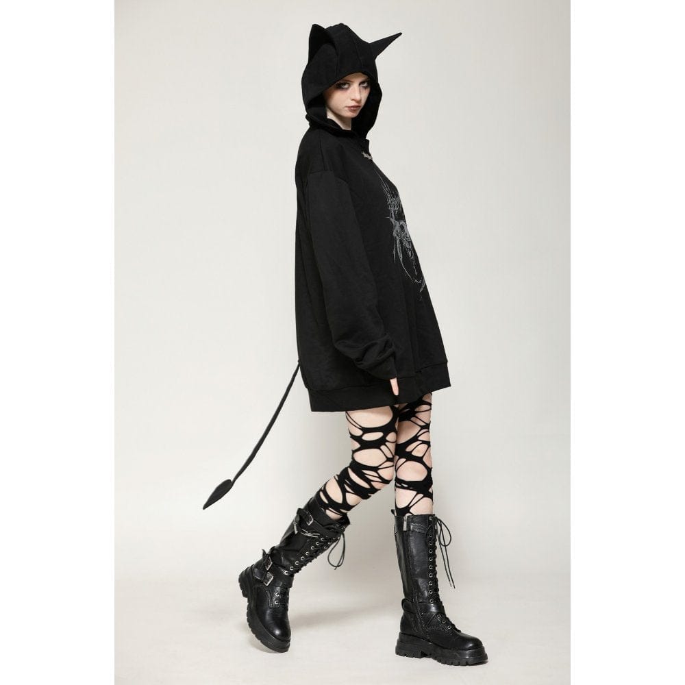 Darkinlove Women's Punk Star Studs Bat Ear Hoodie