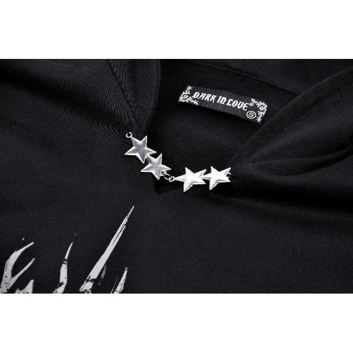 Darkinlove Women's Punk Star Studs Bat Ear Hoodie