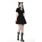 Darkinlove Women's Punk Strappy Buckle Ruffled Dress