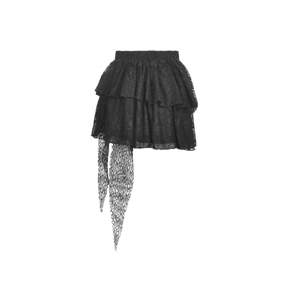 Darkinlove Women's Punk Strappy Cross Layered Lace Skirt