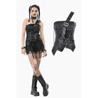 Darkinlove Women's Punk Straps Diagonal Zipper Faux Leather Vest