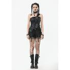 Darkinlove Women's Punk Straps Diagonal Zipper Faux Leather Vest