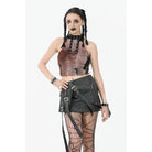 Darkinlove Women's Punk Straps Faux Leather Short Skirt