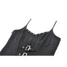 Darkinlove Women's Punk Studded Buckle Straps Pleated Slip Dress