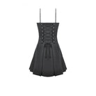 Darkinlove Women's Punk Studded Buckle Straps Pleated Slip Dress