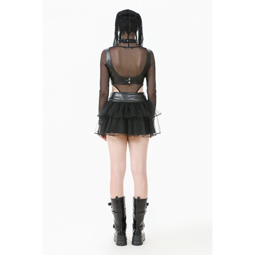 Darkinlove Women's Punk Studded Faux Leather Bustier