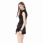 Darkinlove Women's Punk Studded Lace-up Turn-down Collar Sleeveless Top