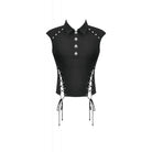 Darkinlove Women's Punk Studded Lace-up Turn-down Collar Sleeveless Top