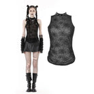 Darkinlove Women's Punk Studded Spider Mesh Top