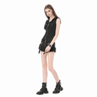 Darkinlove Women's Punk Studded Zipper Hooded Vest