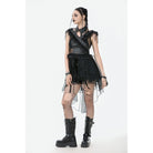 Darkinlove Women's Punk  V-neck Multilayered Mesh Dress