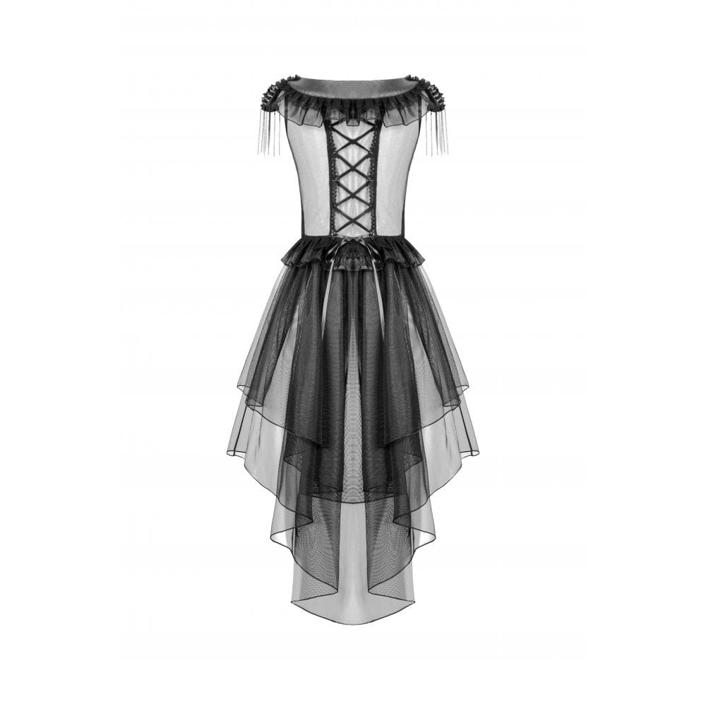 Darkinlove Women's Punk  V-neck Multilayered Mesh Dress