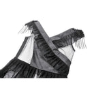 Darkinlove Women's Punk  V-neck Multilayered Mesh Dress