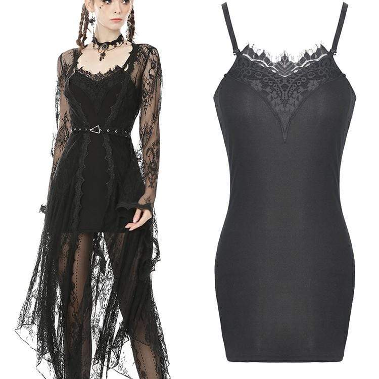 Darkinlove Women's Sexy Slim-fitted Black Lace Bodycon Dress（not Including Lace Cape)