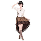 Darkinlove Women's Steampunk Floral Lace Trim High-Low Hem Skirt
