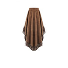 Darkinlove Women's Steampunk Floral Lace Trim High-Low Hem Skirt