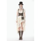 Darkinlove Women's Steampunk Irregular Buckle-up Underbust Corset with Detachable Pocket