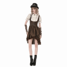 Darkinlove Women's Steampunk Lace Patchwork Lace-up Puff Sleeve Shirt