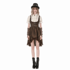 Darkinlove Women's Steampunk Lace Patchwork Lace-up Puff Sleeve Shirt