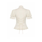 Darkinlove Women's Steampunk Lace Patchwork Lace-up Puff Sleeve Shirt