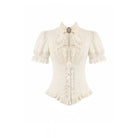 Darkinlove Women's Steampunk Lace Patchwork Lace-up Puff Sleeve Shirt