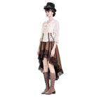 Darkinlove Women's Steampunk Lace-up Ruffle V-neck 3/4 Sleeve Blouse