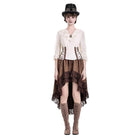 Darkinlove Women's Steampunk Lace-up Ruffle V-neck 3/4 Sleeve Blouse