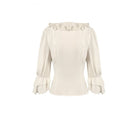 Darkinlove Women's Steampunk Lace-up Ruffle V-neck 3/4 Sleeve Blouse
