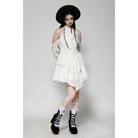 Darkinlove Women's Steampunk Ripped Off Shoulder Dress Beige