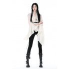 Darkinlove Women's Steampunk Ruffled Flared Sleeved V-neck Shirt