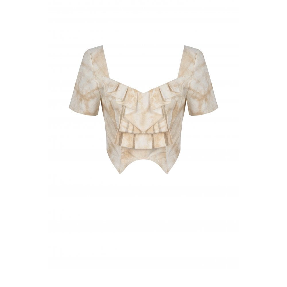 Darkinlove Women's Steampunk Ruffles Tie-Dye Crop Top