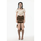 Darkinlove Women's Steampunk Ruffles Tie-Dye Crop Top