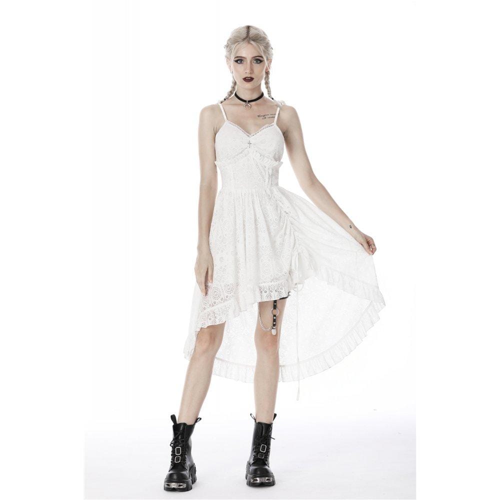 Darkinlove Women's Steampunk White Cocktail Floral Lace Slip Dresses