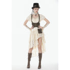 Darkinlove Women's Stempunk Asymmetric Layered Falbala Puff Short Sleeved Dress