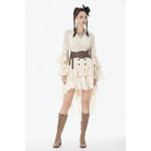 Darkinlove Women's Stempunk Lace Ruffled Layered High Low Skirt