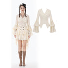 Darkinlove Women's Stempunk Lace-up Layered Flared Sleeved Shirt