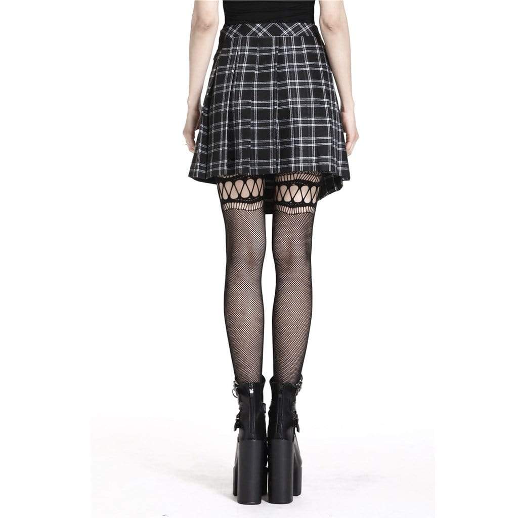 Darkinlove Women's Tartan Pleated Punk Skirt