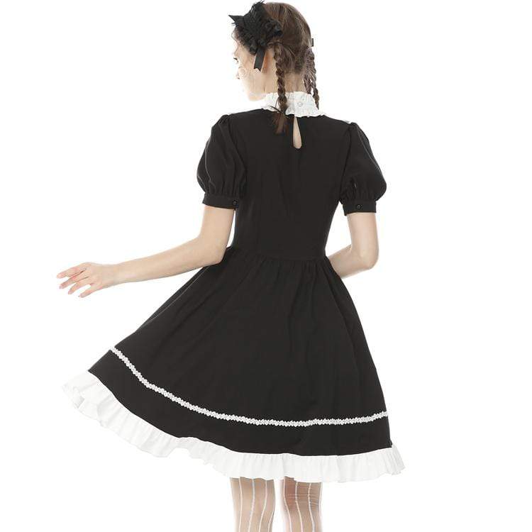 Darkinlove Women's Vintage Gothic Stand Collar Lacing Ruffles Princess Dresses