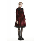 Darkinlove Women's Vintage Lace Collar Velet Dresses Red