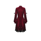 Darkinlove Women's Vintage Lace Collar Velet Dresses Red