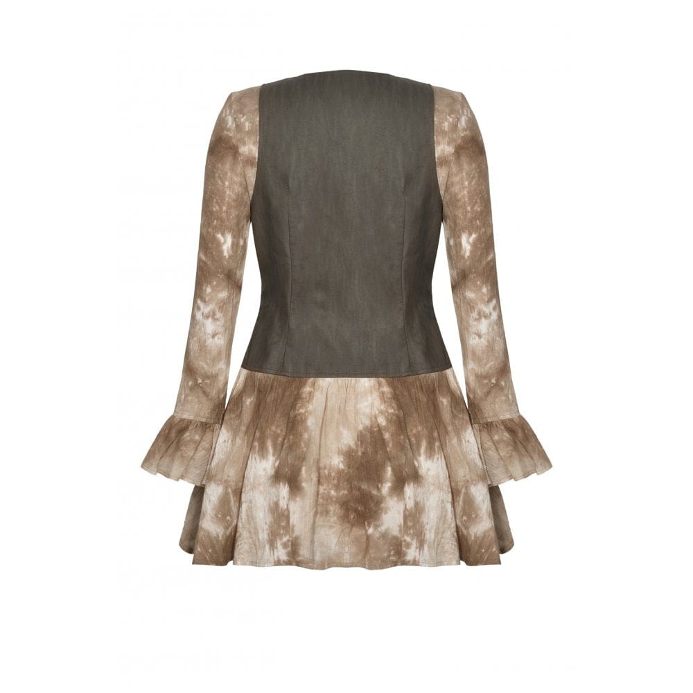 Darkinlove Women's Vintage Lace-up Tie-dyed Party Dress