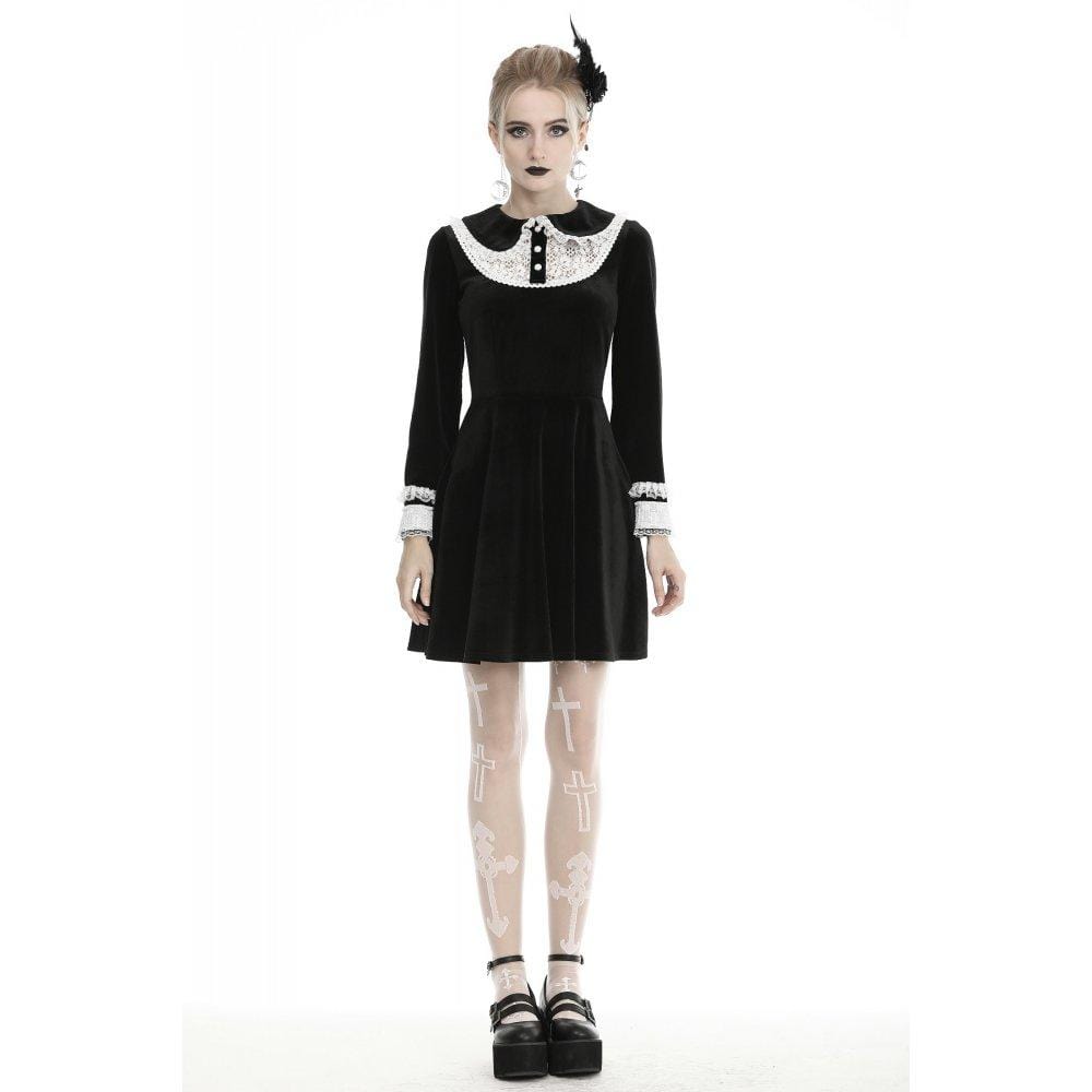 Darkinlove Women's Vintage Peter Pan Collar Velet Dresses