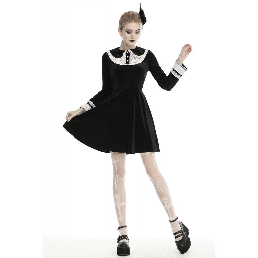 Darkinlove Women's Vintage Peter Pan Collar Velet Dresses