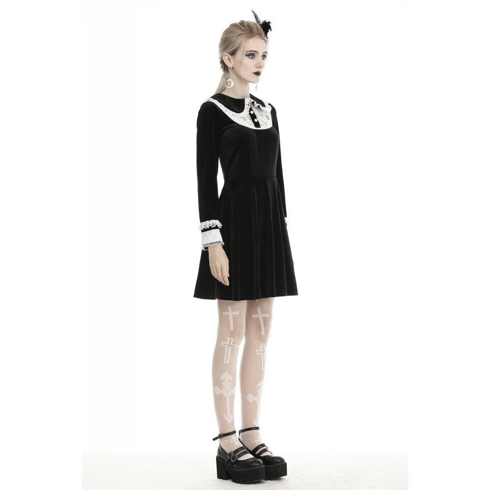 Darkinlove Women's Vintage Peter Pan Collar Velet Dresses