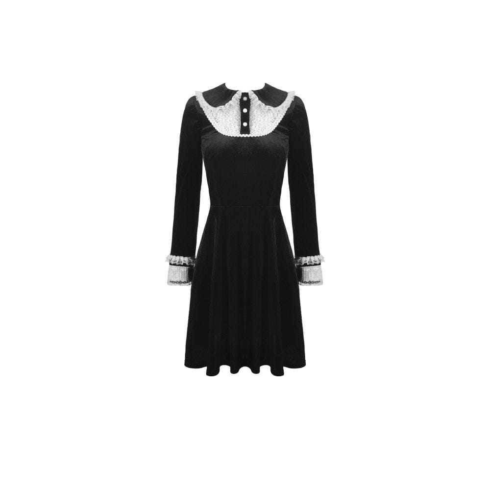 Darkinlove Women's Vintage Peter Pan Collar Velet Dresses