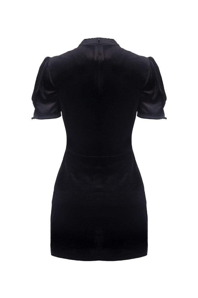 Darkinlove Women's Vintage Puff Sleeve Velet bodycon dress